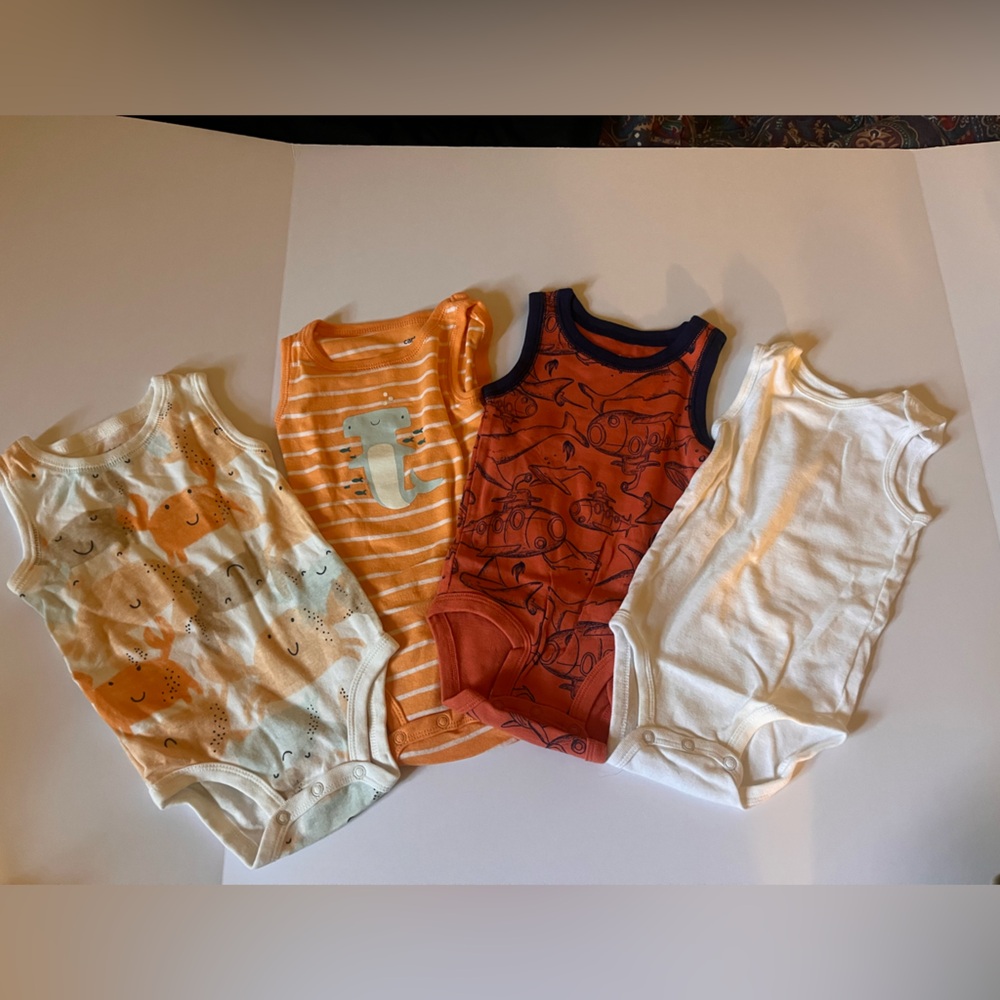 Carter's Orange Baby Bodysuit with Navy Trim